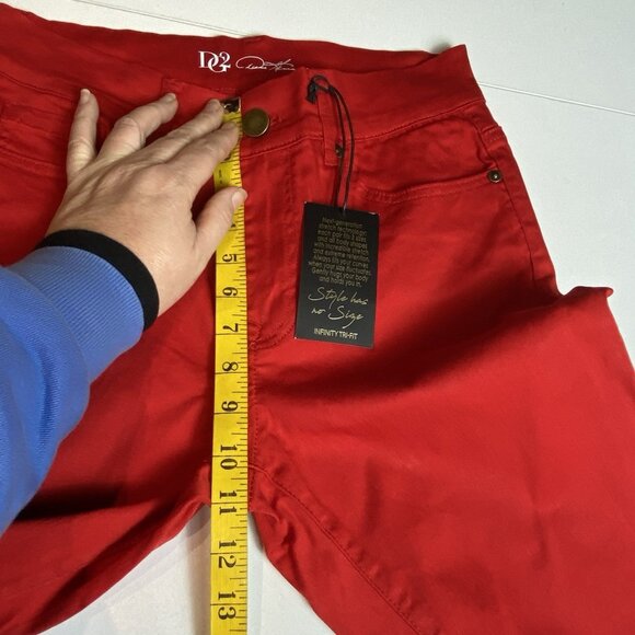 DG2 Diane Gilman Womens Infinity Stretch Tri-Fit Jean Red Sz 8-10-12 Holiday NWT - Picture 6 of 7